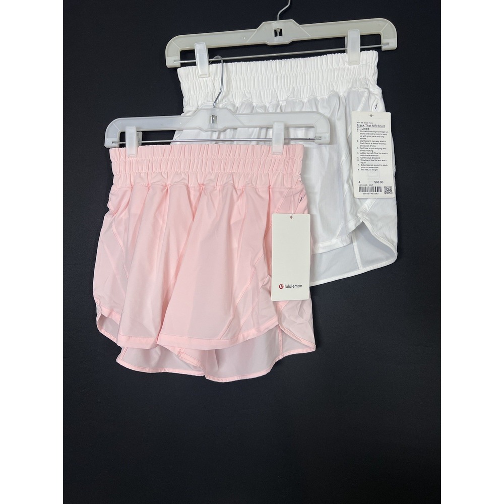 Lululemon Tracker Short That MR Short 5" Lined White Zip Pocket Sz 4 Set Of 2